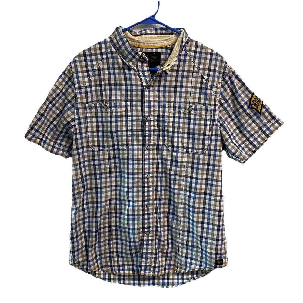 Harley Davidson Men's Willie G‎ Skull Pearl Snap Shirt Plaid Biker Button-up L